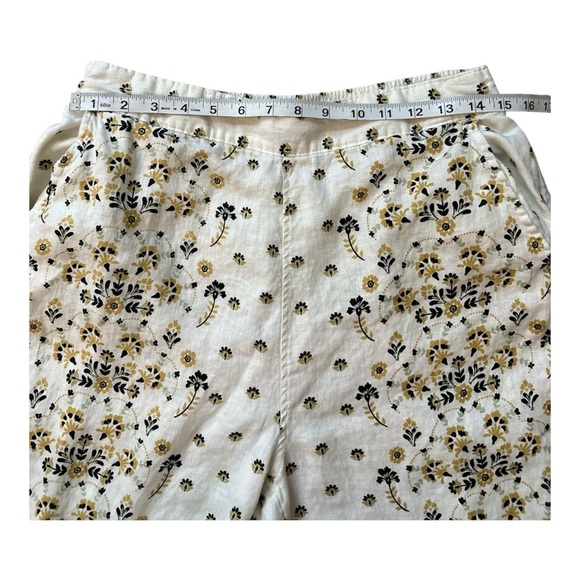 JOIE 100% LINEN CROPPED WIDE LEG BOHO STYLE PANT SIZE MEDIUM - Picture 2 of 4